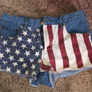 flag jean shorts
